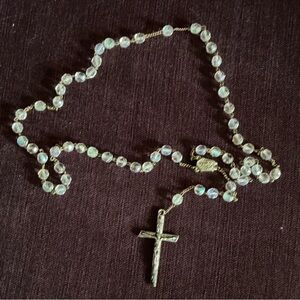 Vintage UNIQUE Aurora Borealis Rosary Our Lady of Fatima w/Holy Water